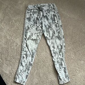 Grey & White Camo Jeggings with Stud Detail